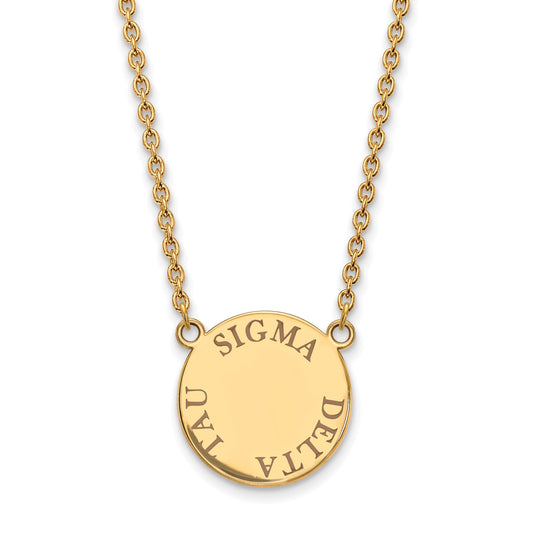 Gold Plated Sterling Silver Logoart Sigma Delta Tau Sorority Text Large Color Enamel Pendant 18 Inch Necklace