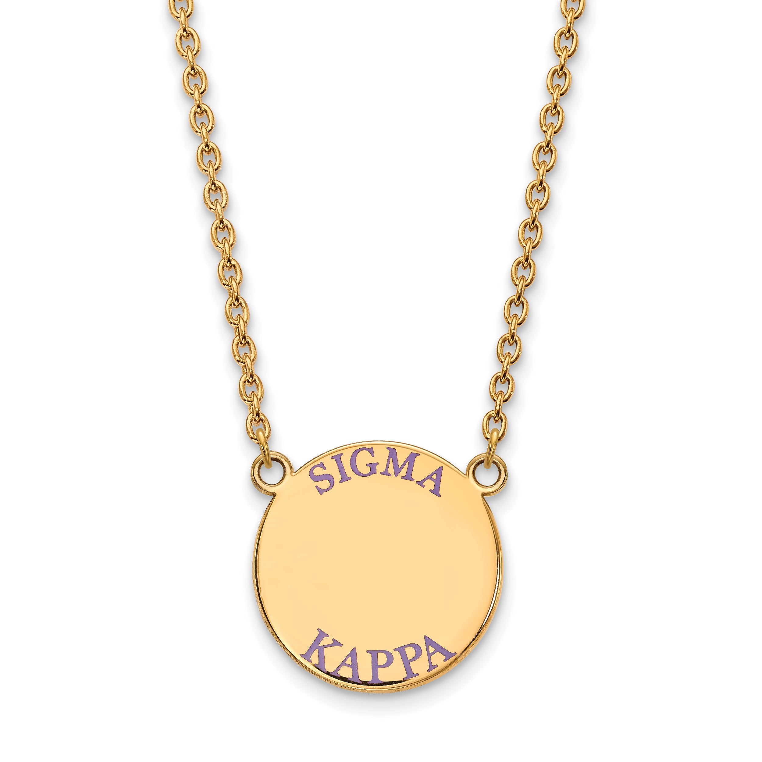 Gold Plated Sterling Silver Logoart Sigma Kappa Sorority Text Large Color Enamel Pendant 18 Inch Necklace