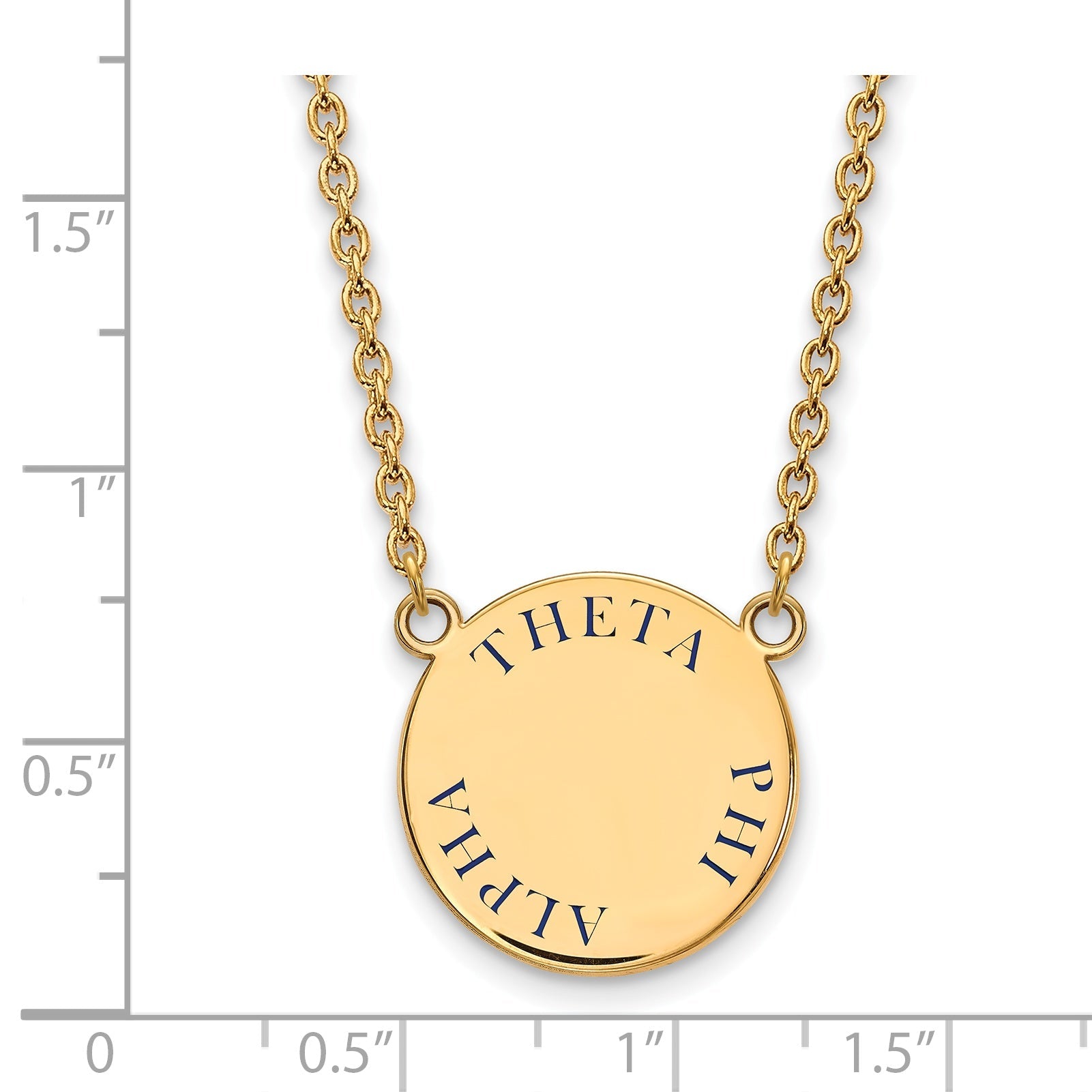Gold Plated Sterling Silver Logoart Theta Phi Alpha Sorority Text Large Color Enamel Pendant 18 Inch Necklace