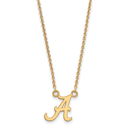 14K Yellow Gold Logoart University Of Alabama Letter A Small Pendant 18 Inch Necklace