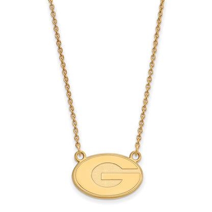 14K Yellow Gold Logoart University Of Georgia Letter G Small Pendant 18 Inch Necklace