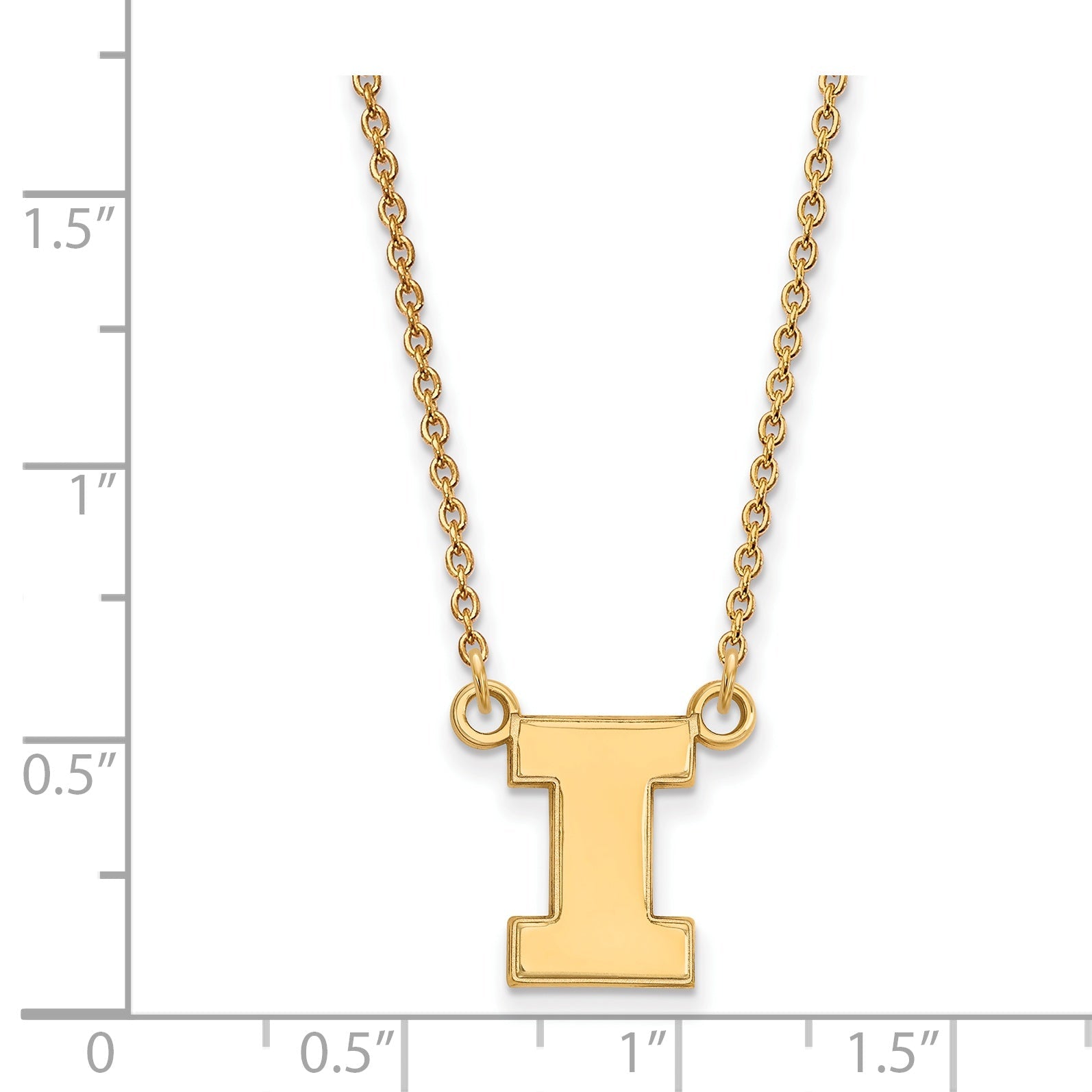 Gold Plated Sterling Silver Logoart University Of Illinois Letter I Small Pendant 18 Inch Necklace