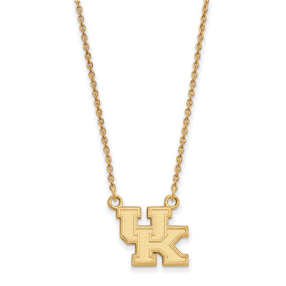 Gold Plated Sterling Silver Logoart University Of Kentucky U K Small Pendant 18 Inch Necklace