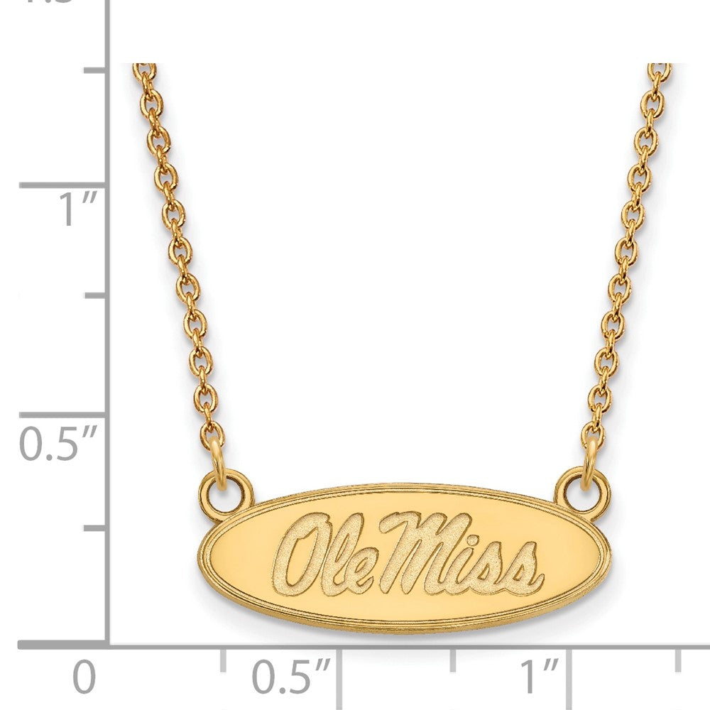 Gold Plated Sterling Silver Logoart University Of Mississippi Ole Miss Small Oval Pendant 18 Inch Necklace