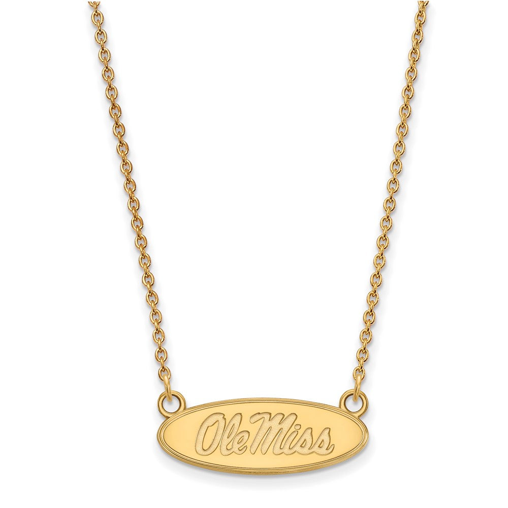 10K Yellow Gold Logoart University Of Mississippi Ole Miss Small Oval Pendant 18 Inch Necklace