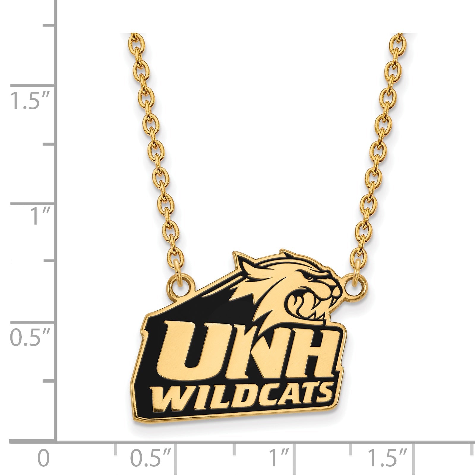 Gold Plated Sterling Silver Logoart University Of New Hampshire Large Enameled Pendant 18 Inch Necklace