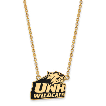 Gold Plated Sterling Silver Logoart University Of New Hampshire Large Enameled Pendant 18 Inch Necklace