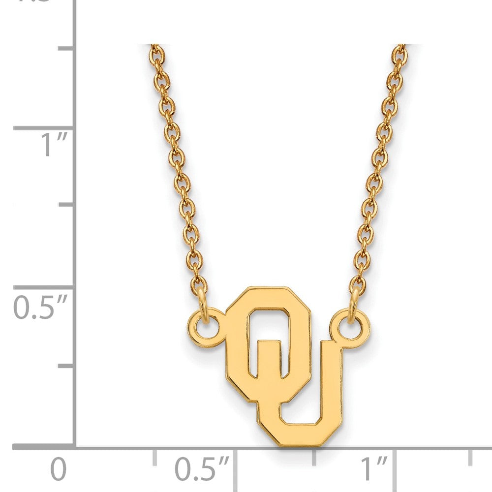 10K Yellow Gold Logoart University Of Oklahoma O U Small Pendant 18 Inch Necklace