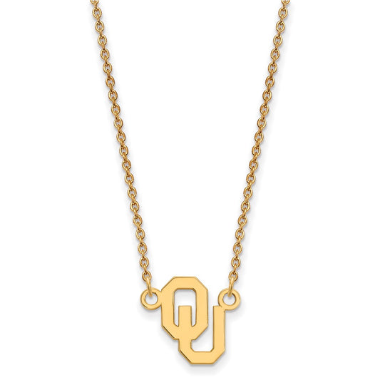 10K Yellow Gold Logoart University Of Oklahoma O U Small Pendant 18 Inch Necklace
