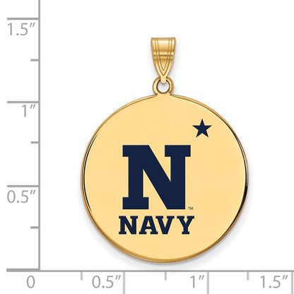 Gold Plated Sterling Silver Logoart Us Naval Academy Extra Large Enameled Disc Pendant