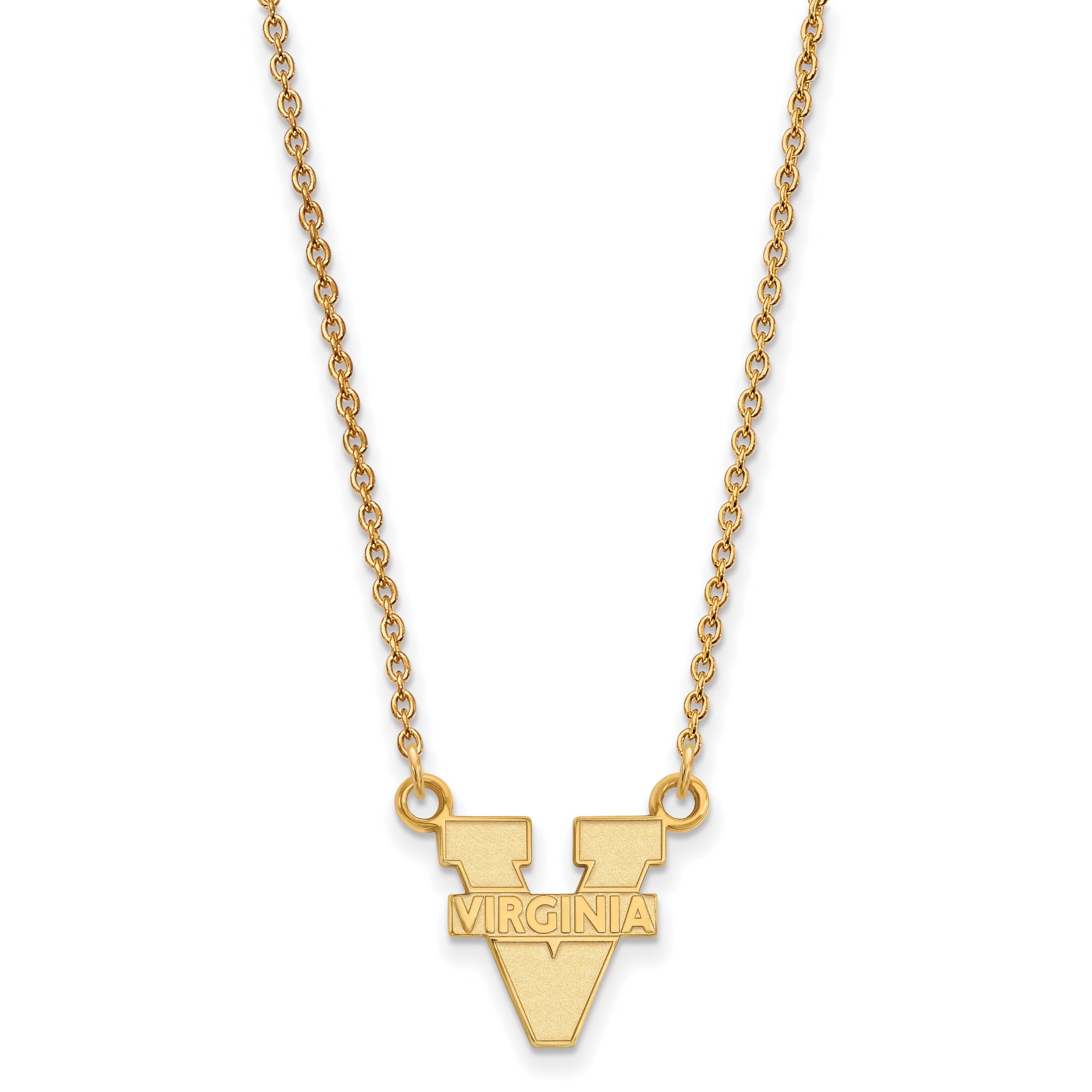 Gold Plated Sterling Silver Logoart University Of Virginia Small Pendant 18 Inch Necklace