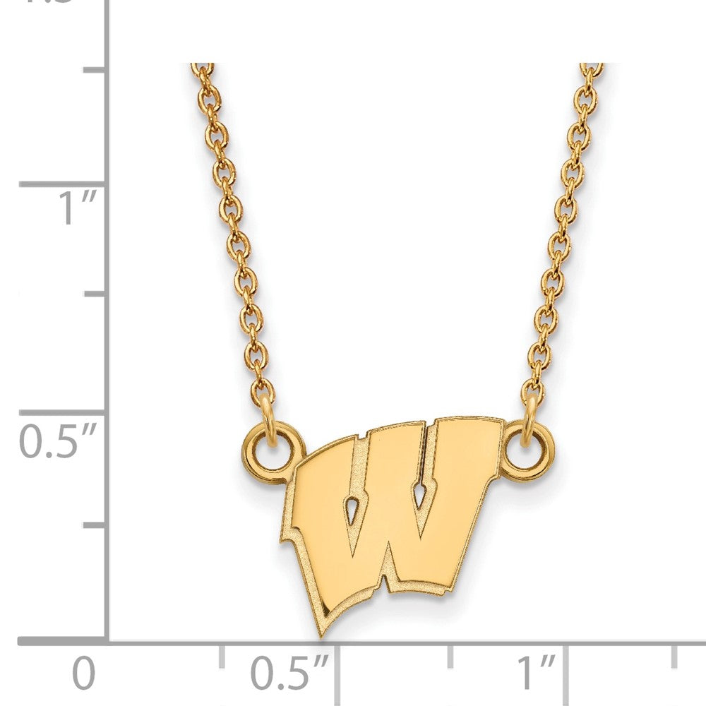 10K Yellow Gold Logoart University Of Wisconsin Letter W Small Pendant 18 Inch Necklace