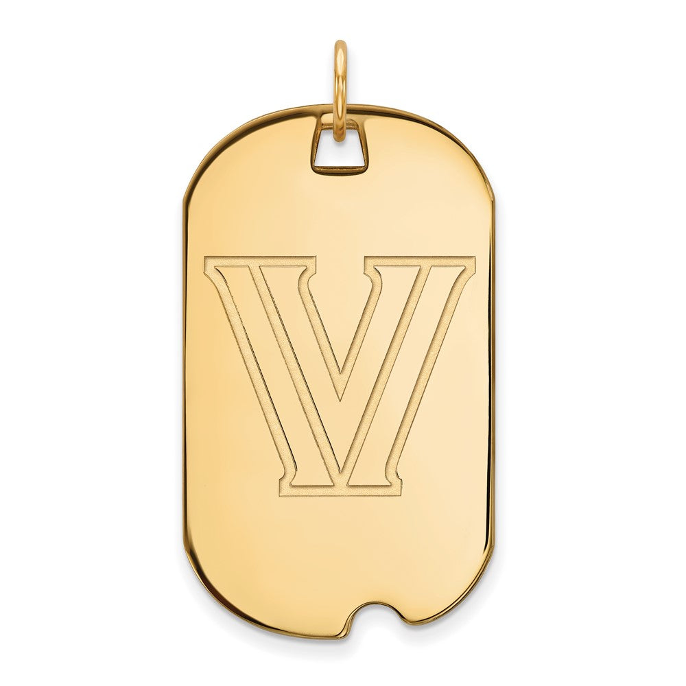 10K Yellow Gold Logoart Villanova University Letter V Large Dog Tag Pendant