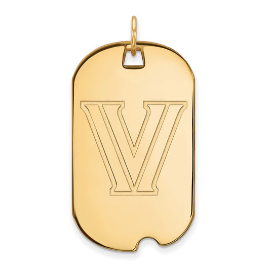 Gold Plated Sterling Silver Logoart Villanova University Letter V Large Dog Tag Pendant