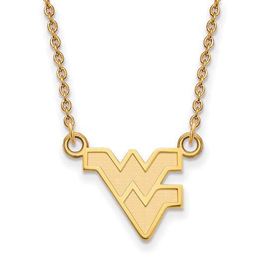 Gold Plated Sterling Silver Logoart West Virginia University W V Small Pendant 18 Inch Necklace