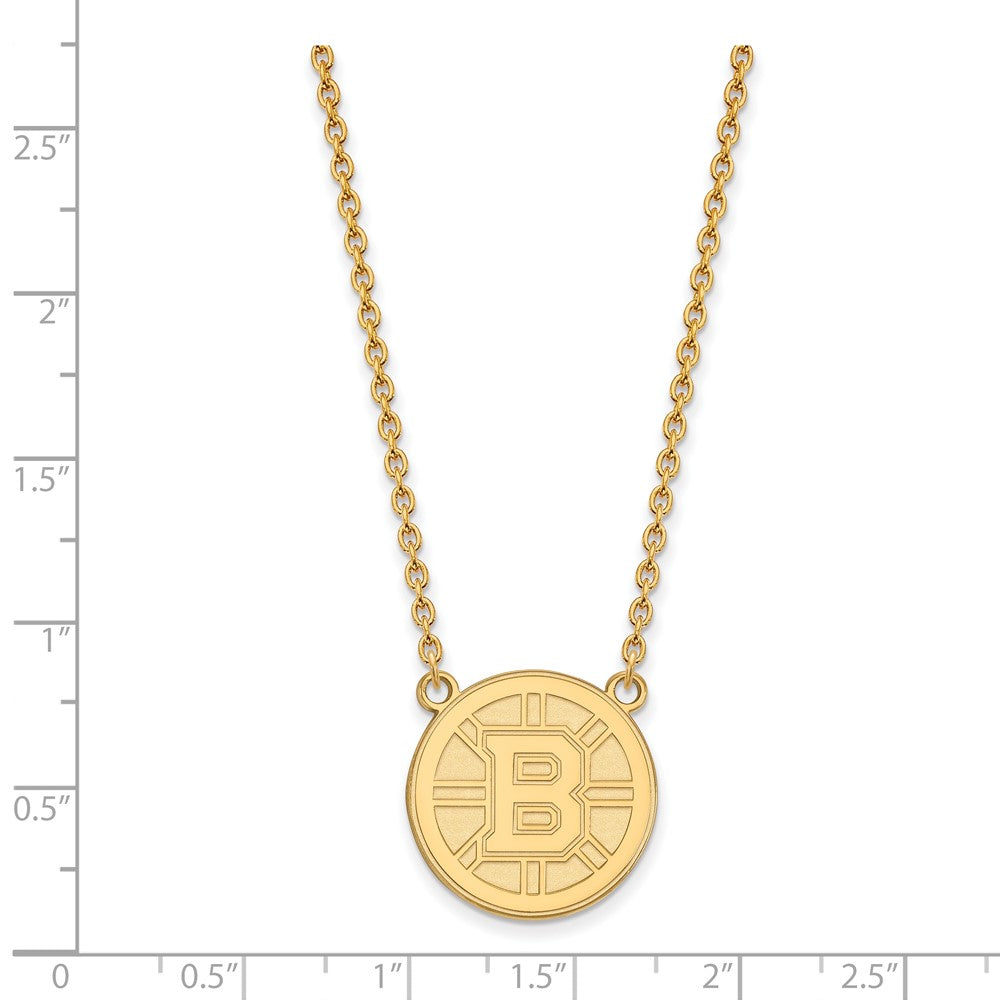 10K Yellow Gold Nhl Logoart Boston Bruins Large Pendant 18 Inch Necklace