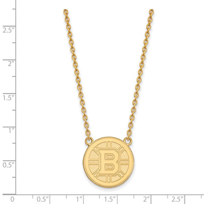 10K Yellow Gold Nhl Logoart Boston Bruins Large Pendant 18 Inch Necklace