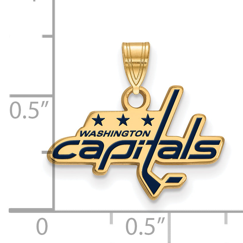 Gold Plated Sterling Silver Nhl Logoart Washington Capitals Small Enameled Pendant