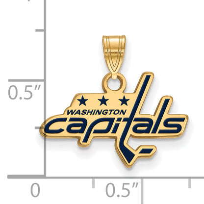 Gold Plated Sterling Silver Nhl Logoart Washington Capitals Small Enameled Pendant