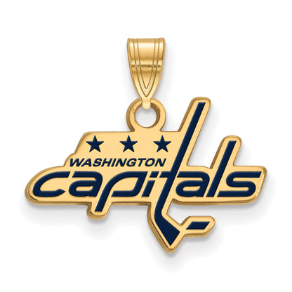 Gold Plated Sterling Silver Nhl Logoart Washington Capitals Small Enameled Pendant