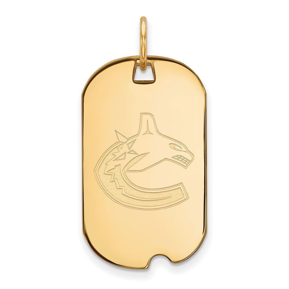 Gold Plated Sterling Silver Nhl Logoart Vancouver Canucks Small Dog Tag Pendant