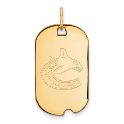 Gold Plated Sterling Silver Nhl Logoart Vancouver Canucks Small Dog Tag Pendant