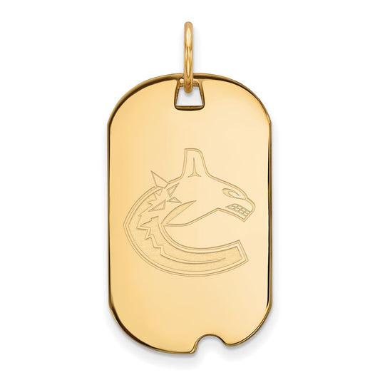Gold Plated Sterling Silver Nhl Logoart Vancouver Canucks Small Dog Tag Pendant