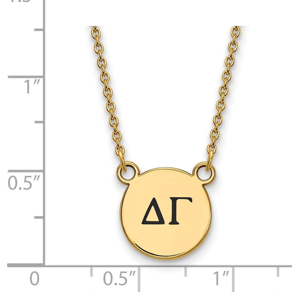 Gold Plated Sterling Silver Logoart Delta Gamma Sorority Greek Letters Small Black Enamel Pendant 18 Inch Necklace
