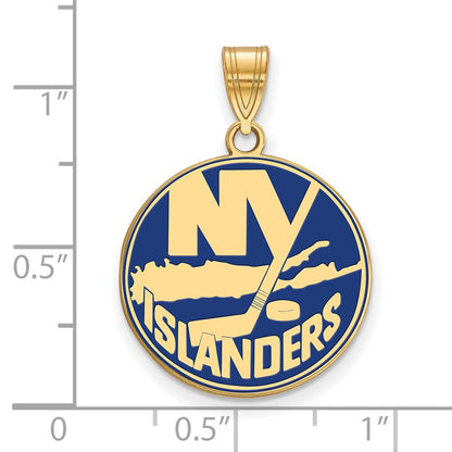 Gold Plated Sterling Silver Nhl Logoart New York Islanders Large Enameled Pendant