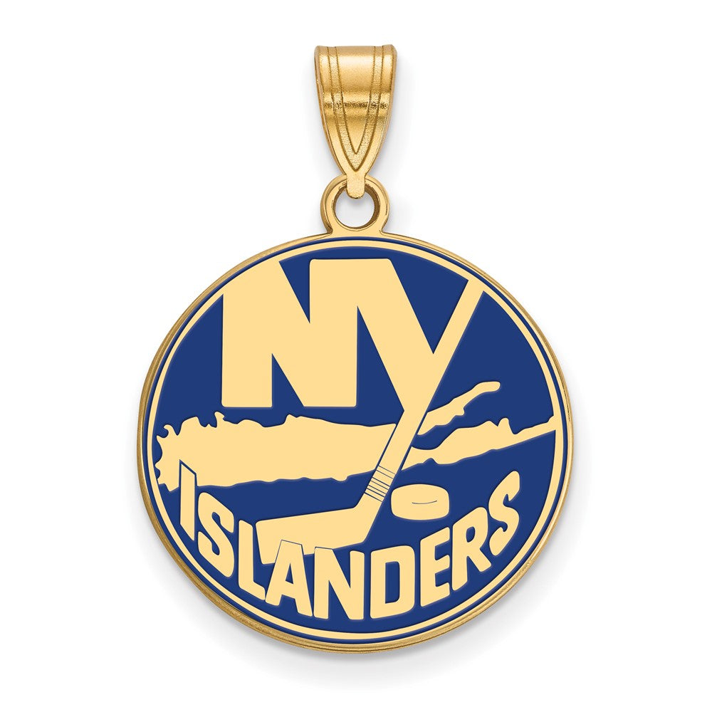 Gold Plated Sterling Silver Nhl Logoart New York Islanders Large Enameled Pendant