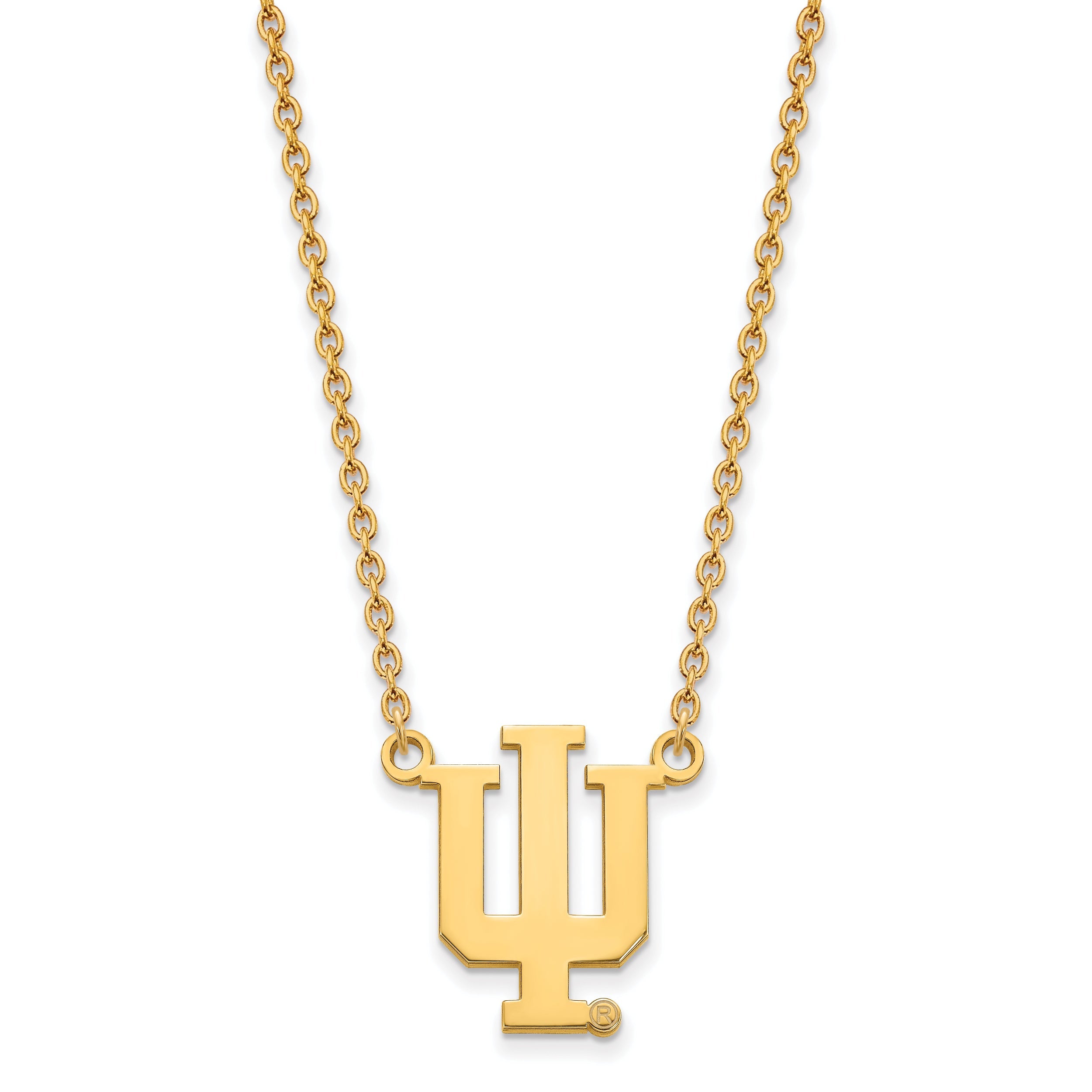 Gold Plated Sterling Silver Logoart Indiana University I U Large Pendant 18 Inch Necklace