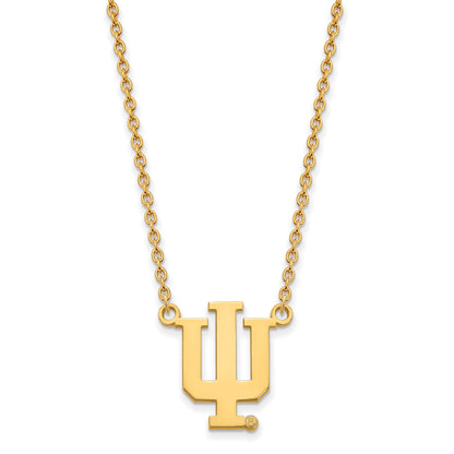 Gold Plated Sterling Silver Logoart Indiana University I U Large Pendant 18 Inch Necklace