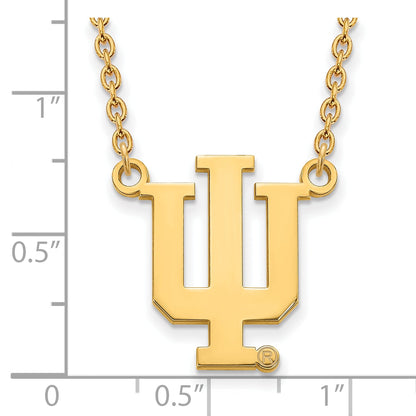 14K Yellow Gold Logoart Indiana University I U Large Pendant 18 Inch Necklace