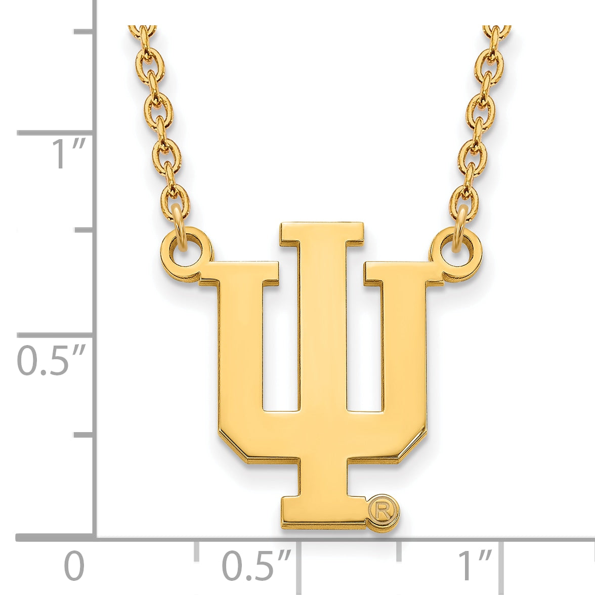 Gold Plated Sterling Silver Logoart Indiana University I U Large Pendant 18 Inch Necklace