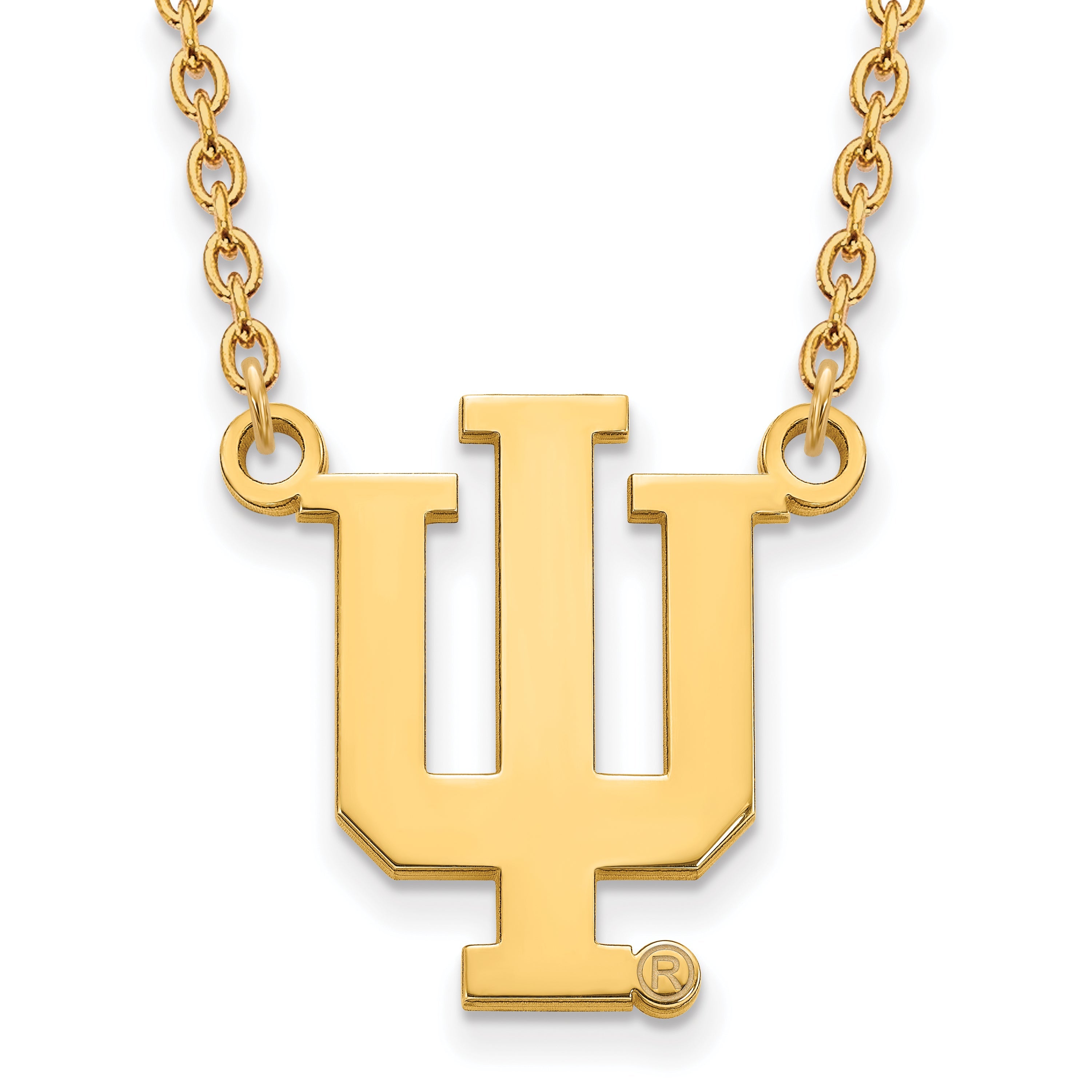 Gold Plated Sterling Silver Logoart Indiana University I U Large Pendant 18 Inch Necklace