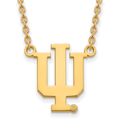 Gold Plated Sterling Silver Logoart Indiana University I U Large Pendant 18 Inch Necklace