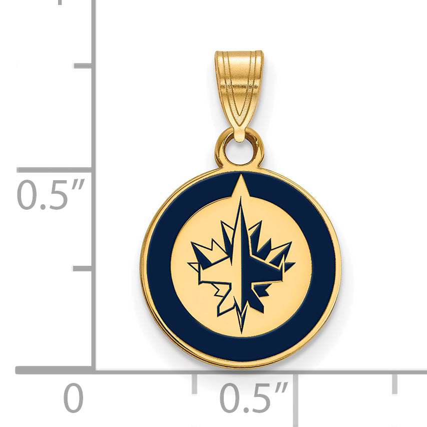 Gold Plated Sterling Silver Nhl Logoart Winnipeg Jets Small Enameled Pendant