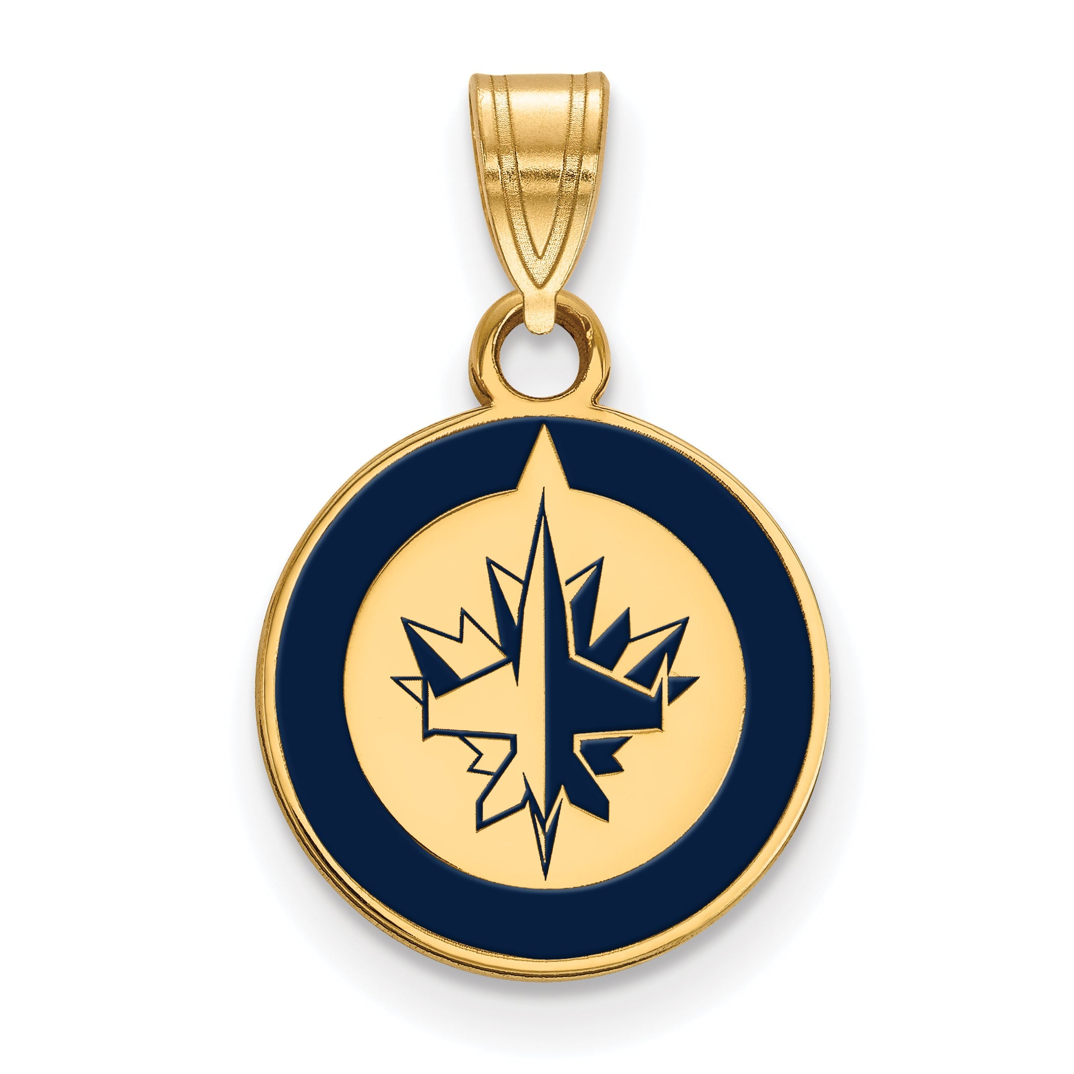 Gold Plated Sterling Silver Nhl Logoart Winnipeg Jets Small Enameled Pendant