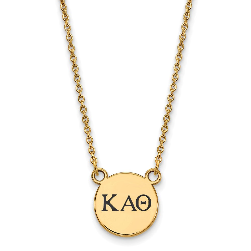 Gold Plated Sterling Silver Logoart Kappa Alpha Theta Sorority Greek Letters Small Black Enamel Pendant 18 Inch Necklace