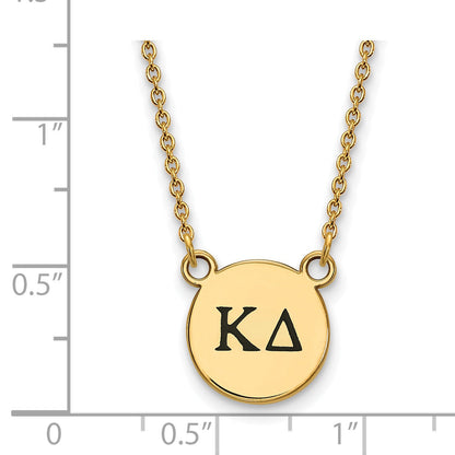 Gold Plated Sterling Silver Logoart Kappa Delta Sorority Greek Letters Small Black Enamel Pendant 18 Inch Necklace
