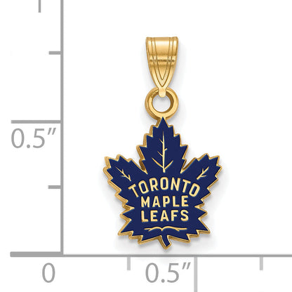 Gold Plated Sterling Silver Nhl Logoart Toronto Maple Leafs Small Enameled Pendant