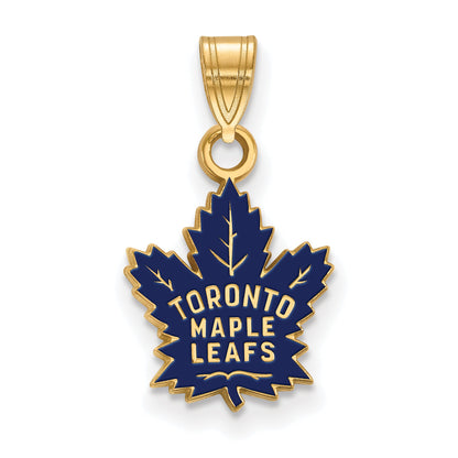 Gold Plated Sterling Silver Nhl Logoart Toronto Maple Leafs Small Enameled Pendant