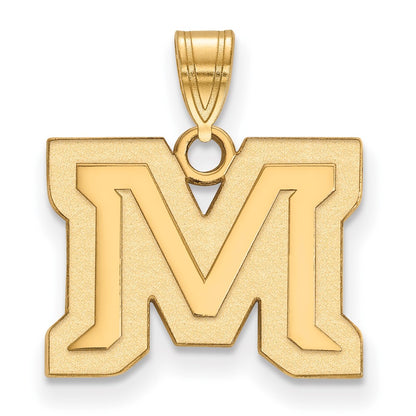 10K Yellow Gold Logoart Montana State University Letter M Small Pendant