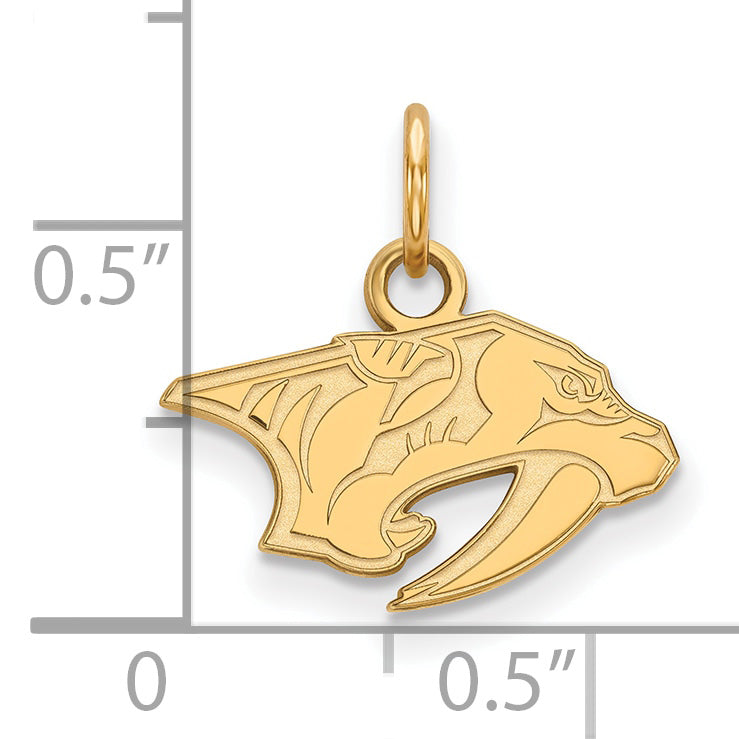 Gold Plated Sterling Silver Nhl Logoart Nashville Predators Extra Small Pendant