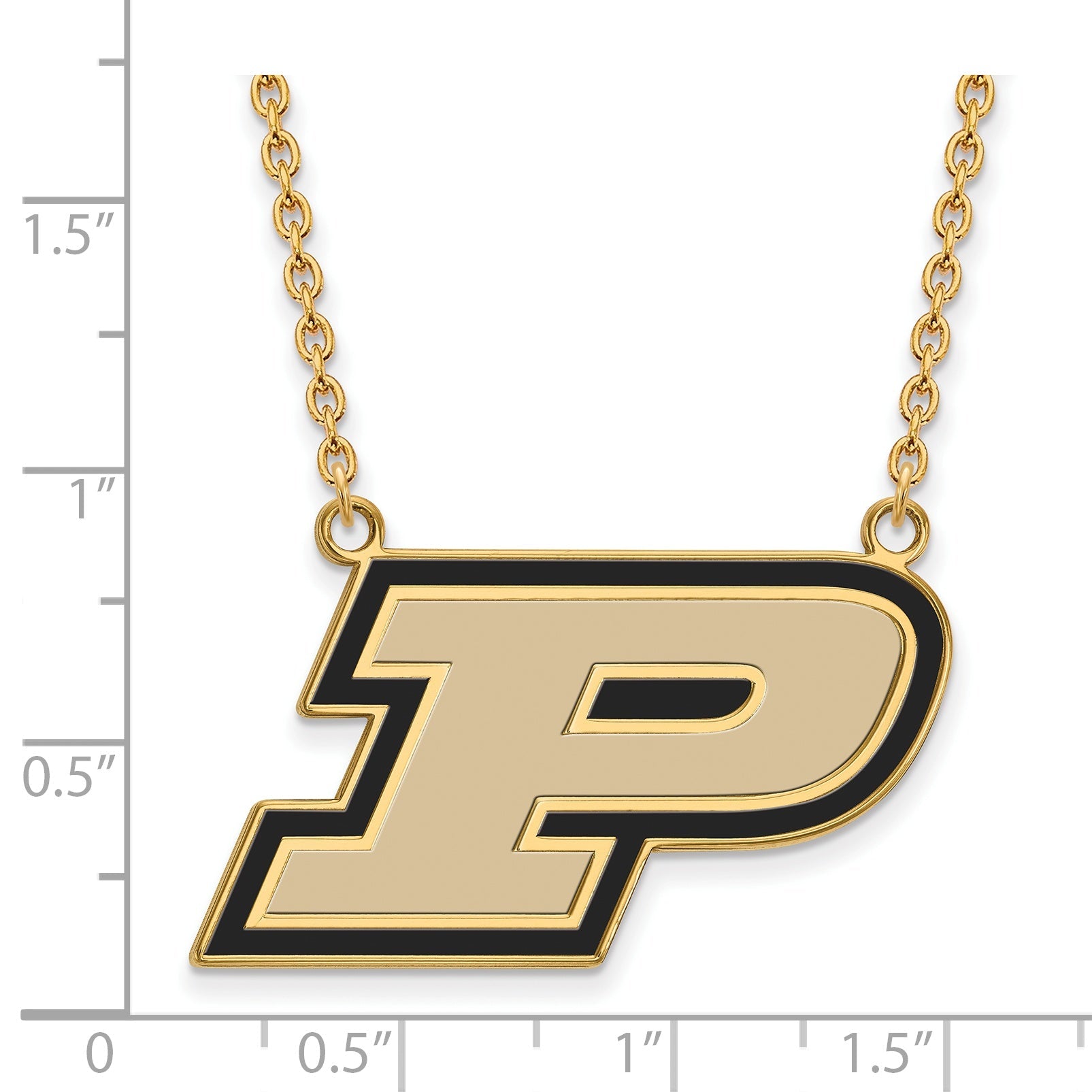 Gold Plated Sterling Silver Logoart Purdue University Letter P Large Enameled Pendant 18 Inch Necklace