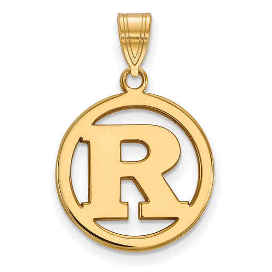 Gold Plated Sterling Silver Logoart Rutgers University Letter R Medium Circle Pendant