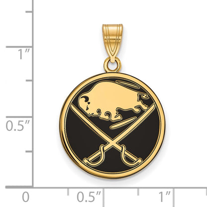 Gold Plated Sterling Silver Nhl Logoart Buffalo Sabres Large Enameled Pendant
