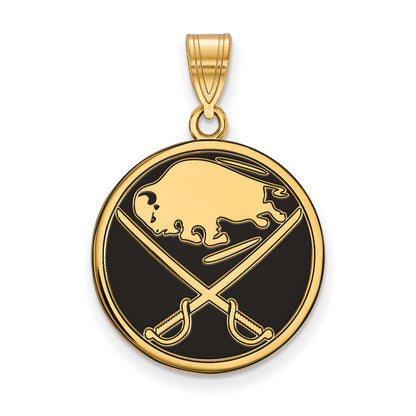 Gold Plated Sterling Silver Nhl Logoart Buffalo Sabres Large Enameled Pendant