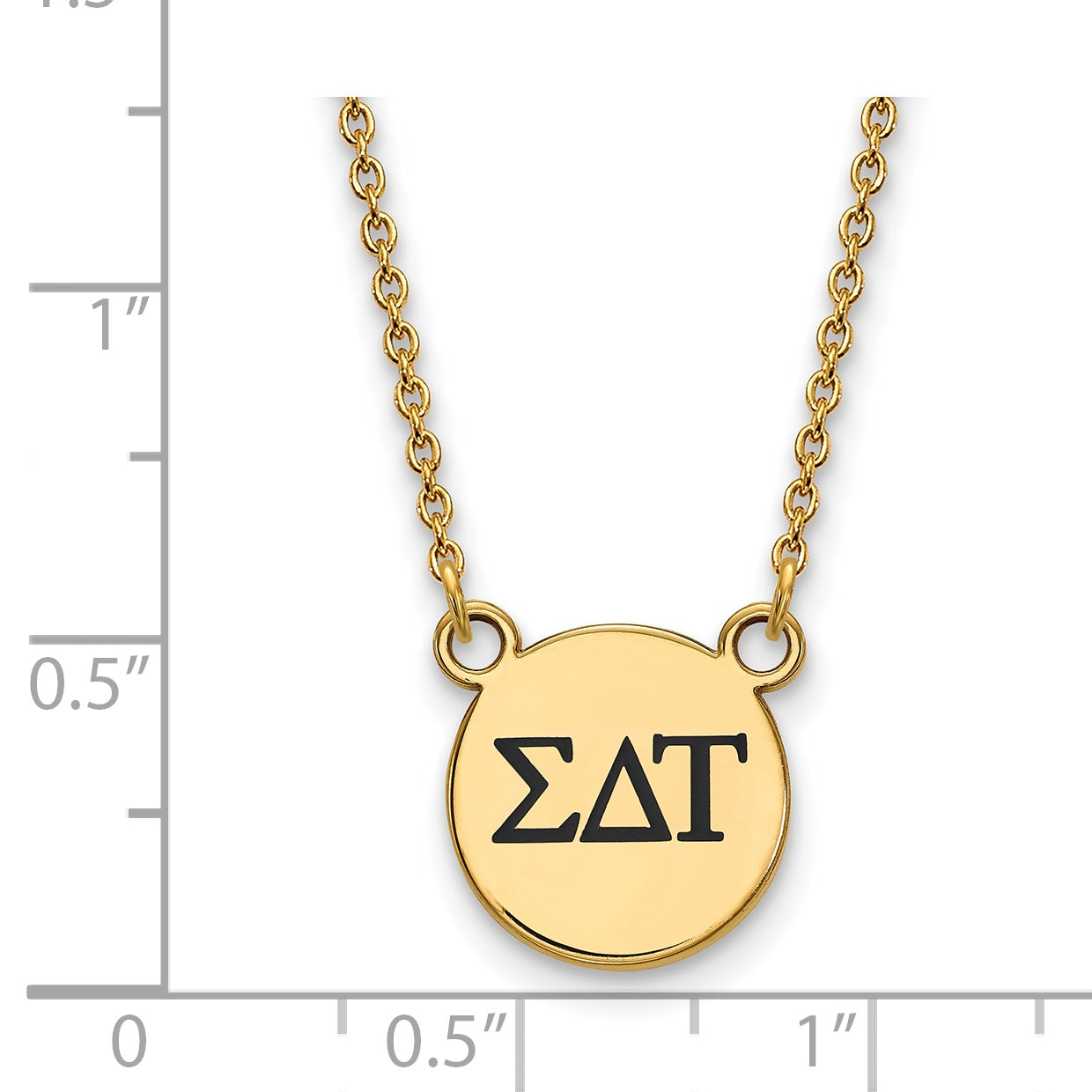 Gold Plated Sterling Silver Logoart Sigma Delta Tau Sorority Greek Letters Small Black Enamel Pendant 18 Inch Necklace