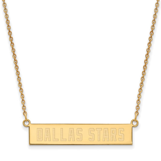 Gold Plated Sterling Silver Nhl Logoart Dallas Stars Small Bar 18 Inch Necklace